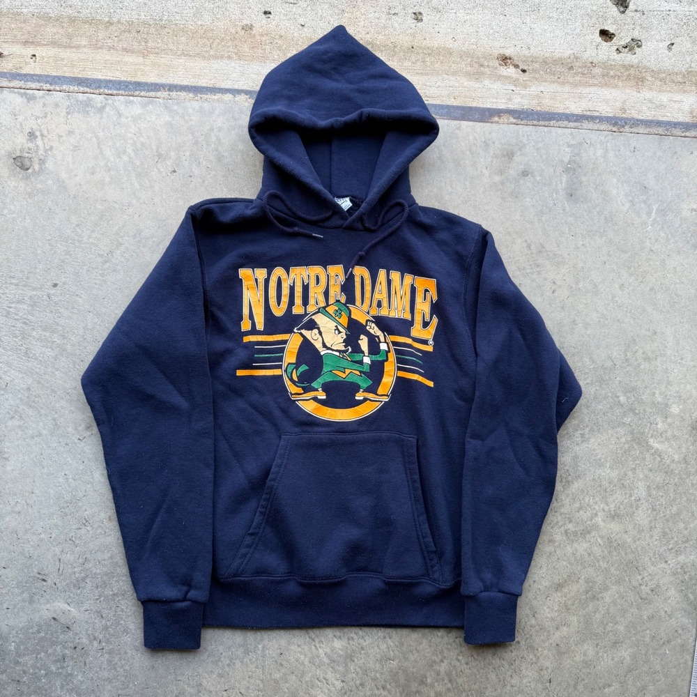 Vintage Notre Dame Fighting Irish Hoodie Galt Sand Navy Blue Small Made in USA